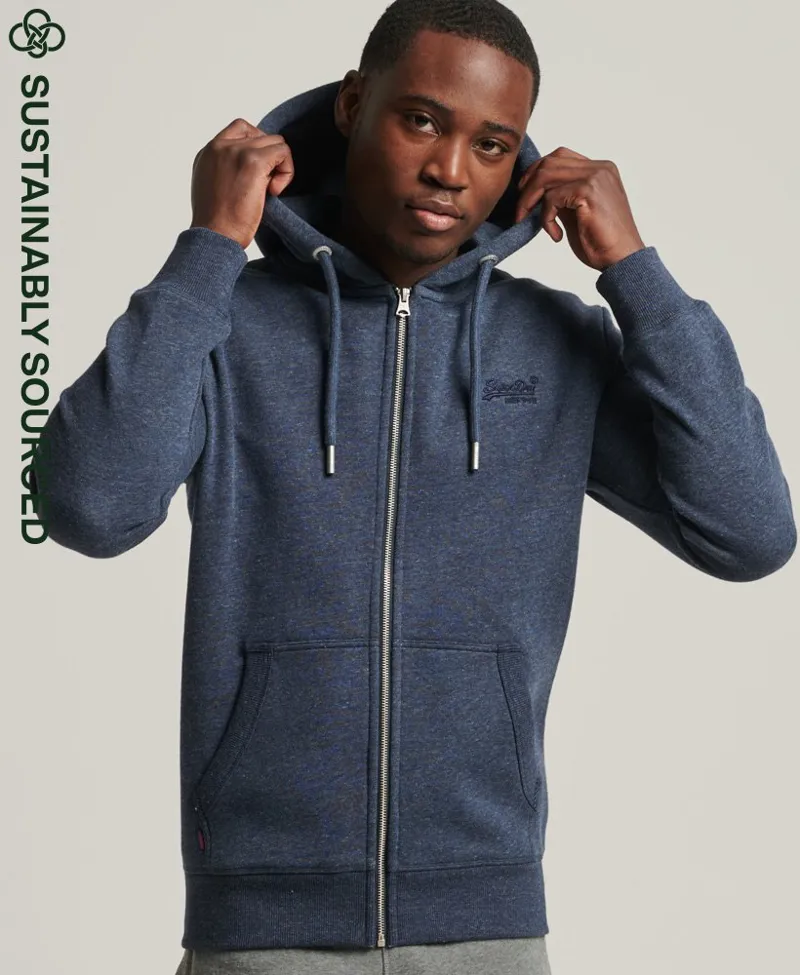 Superdry Vintage Embroidered Zip Hoodie Navy Marl