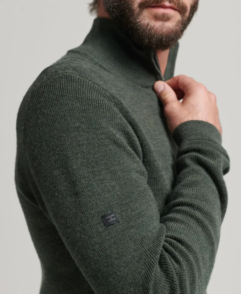 Superdry Merino Half Zip Jumper Moss Green-1