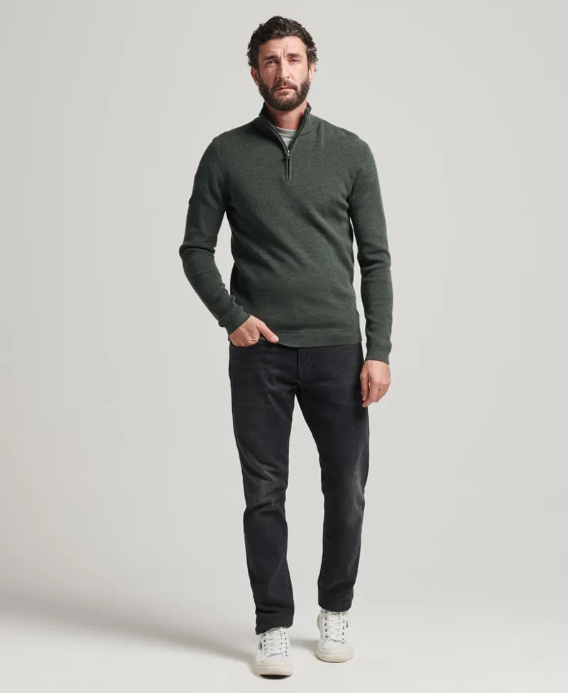 Superdry Merino Half Zip Jumper Moss Green-2