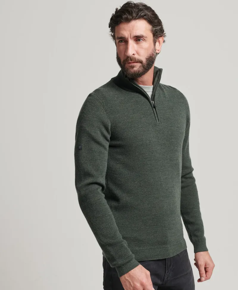 Superdry Merino Half Zip Jumper Moss Green-3
