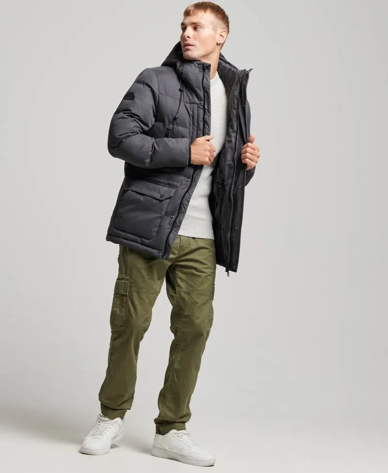 Superdry Hooded Parka Coat Charcoal-3