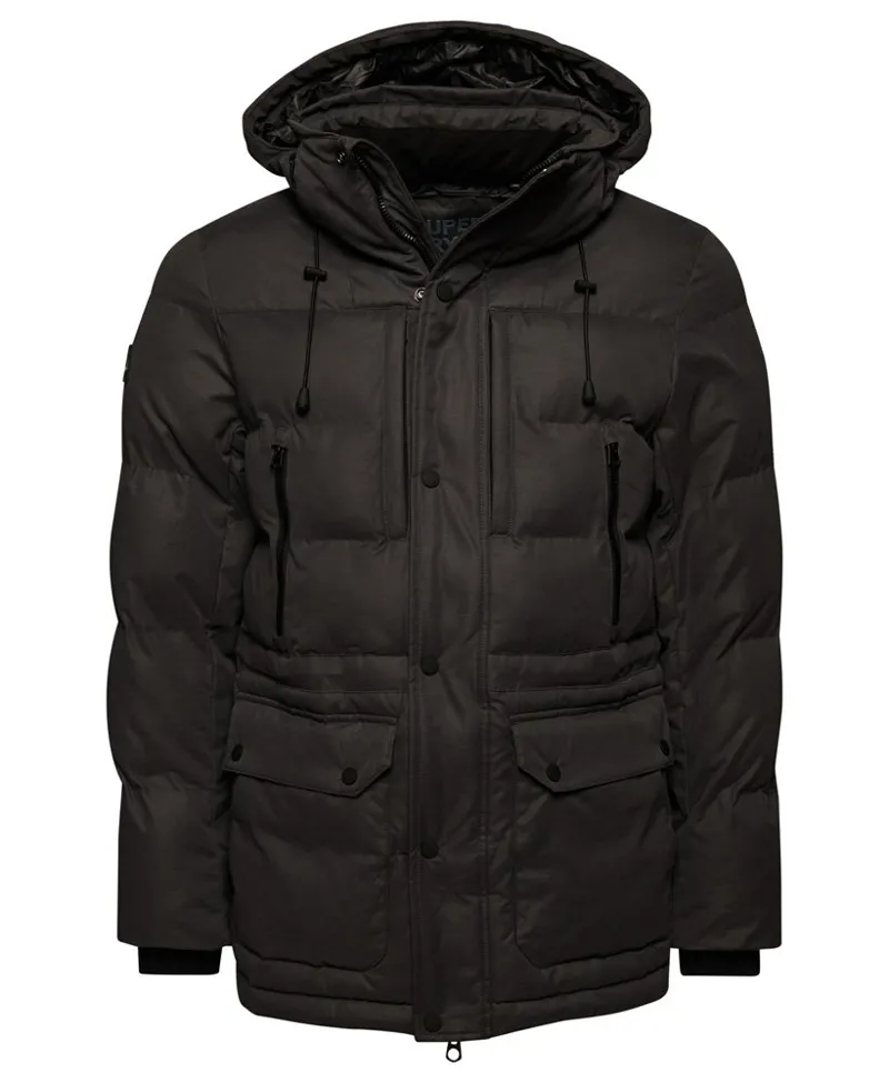 Superdry Hooded Parka Coat Charcoal-4