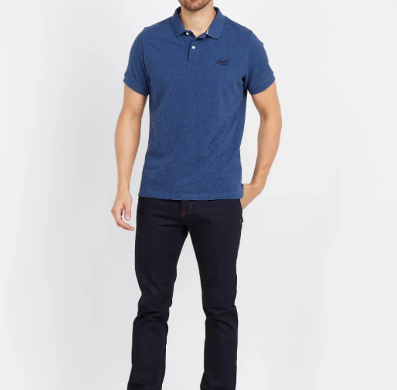 Superdry Classic Pique Polo T-Shirt Blue Marl XXL ONLY LAST ONE-2