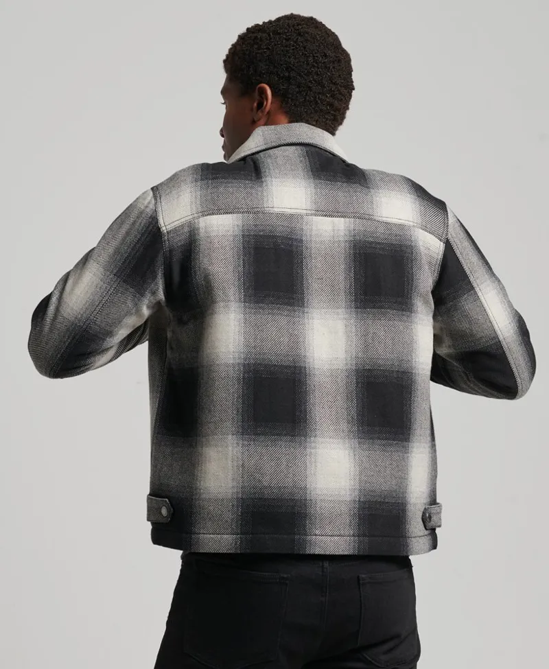 Superdry Wool Checked Harrington Jacket Black XL ONLY-2