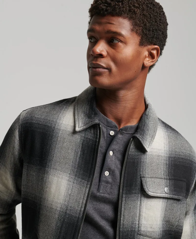 Superdry Wool Checked Harrington Jacket Black XL ONLY-3