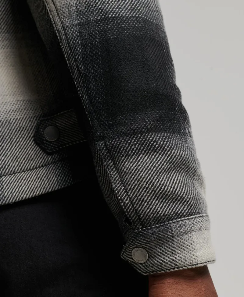 Superdry Wool Checked Harrington Jacket Black XL ONLY-4