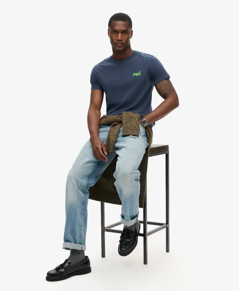 Superdry Organic Cotton Essential Logo T-Shirt Navy / Lime-5