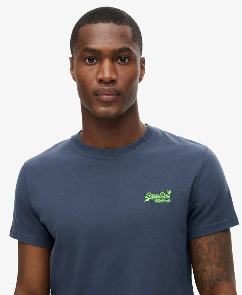 Superdry Organic Cotton Essential Logo T-Shirt Navy / Lime-1