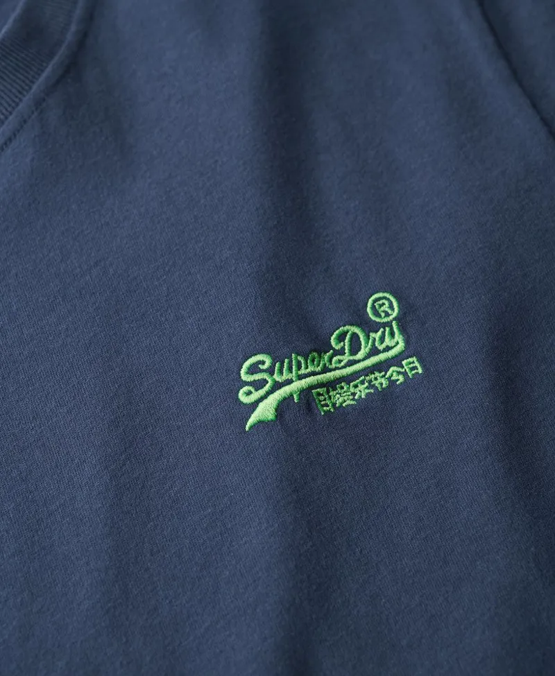 Superdry Organic Cotton Essential Logo T-Shirt Navy / Lime-3