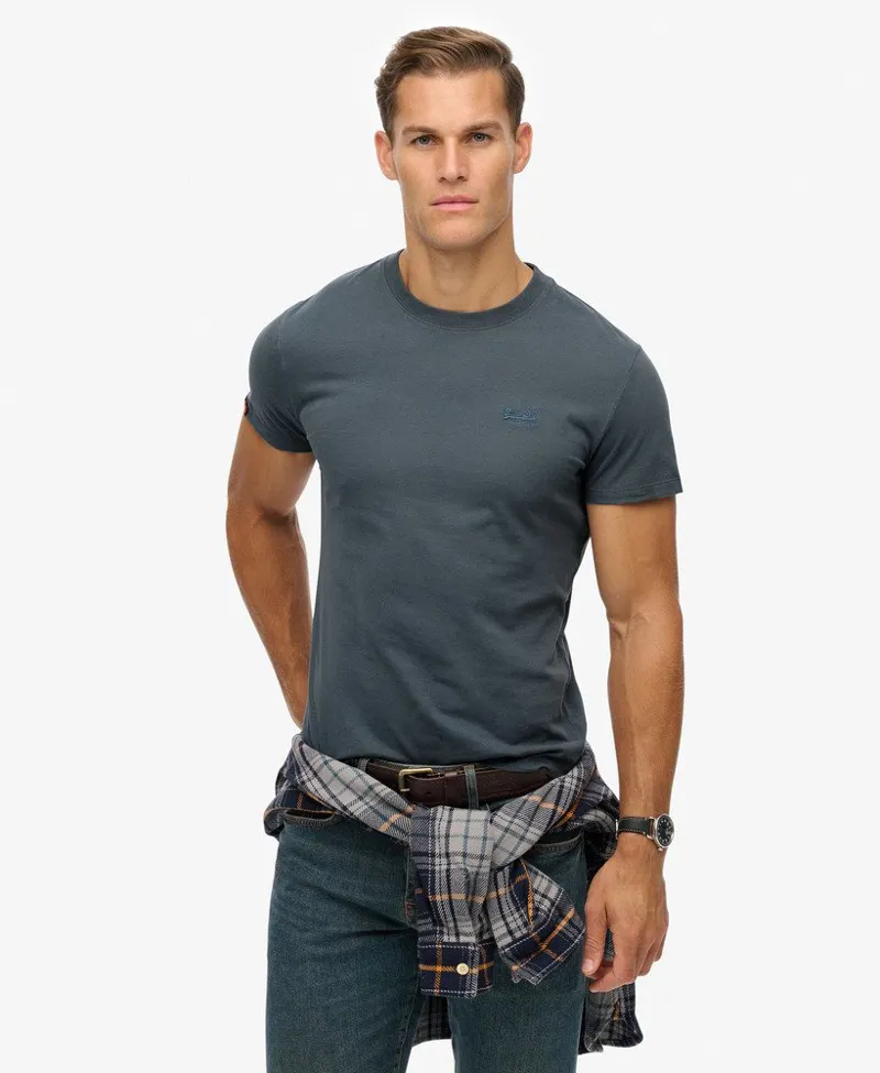 Superdry Organic Cotton Essential Logo T-Shirt Stormy Weather Blue-2
