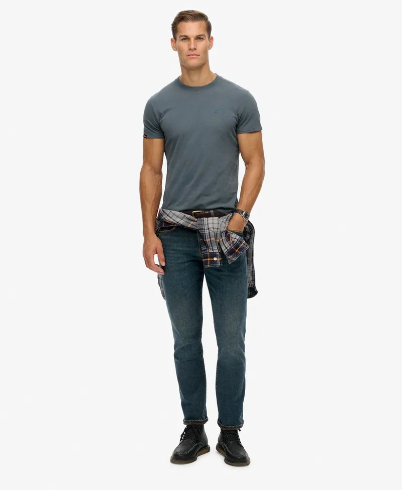 Superdry Organic Cotton Essential Logo T-Shirt Stormy Weather Blue-3