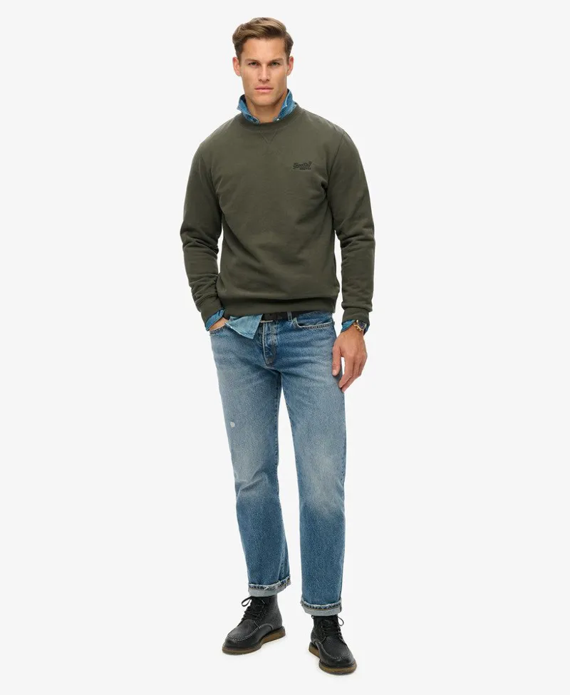 Superdry Essential Logo Crew Sweatshirt Dark Grey Green-5
