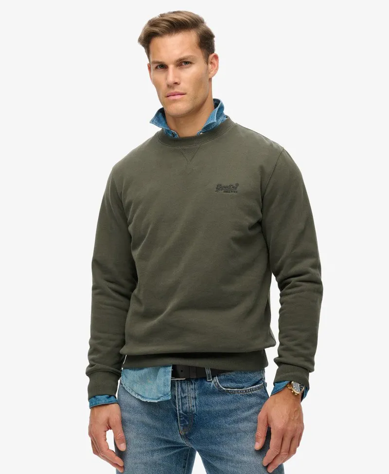 Superdry Essential Logo Crew Sweatshirt Dark Grey Green-6