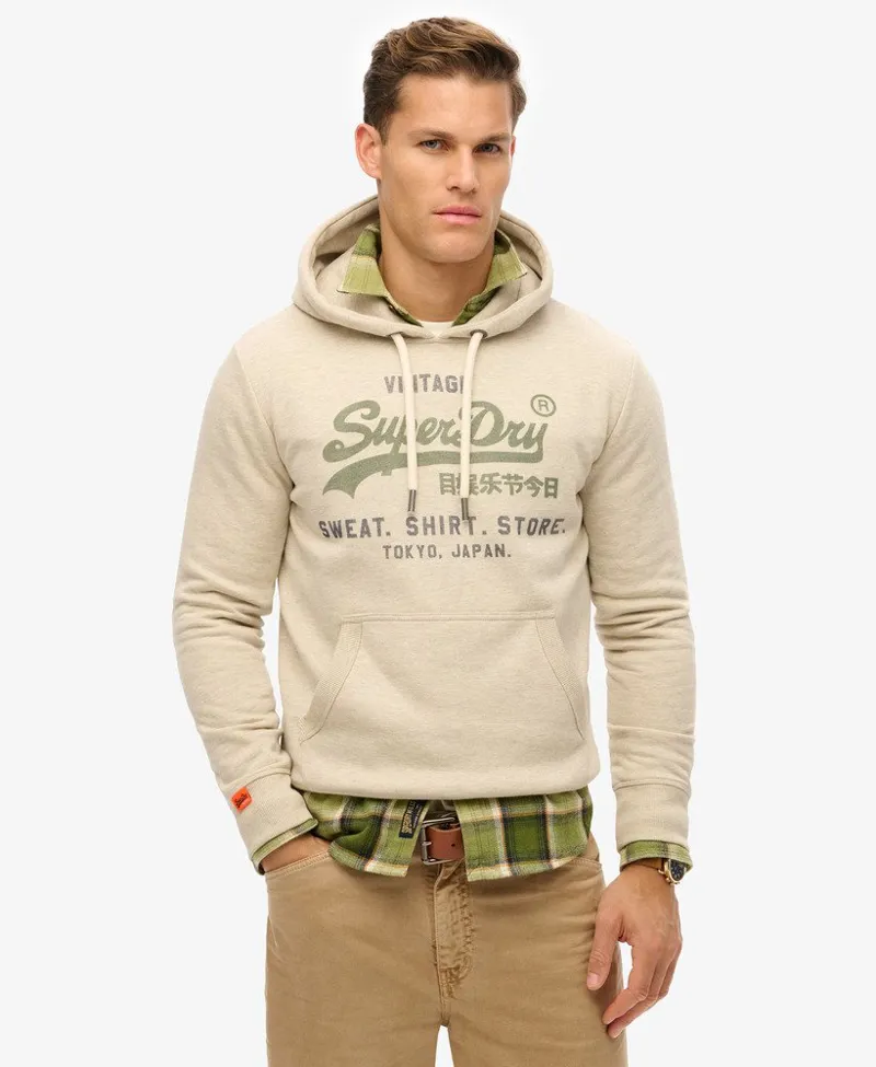Superdry Vintage Logo Heritage Relaxed Hoodie Beige-1