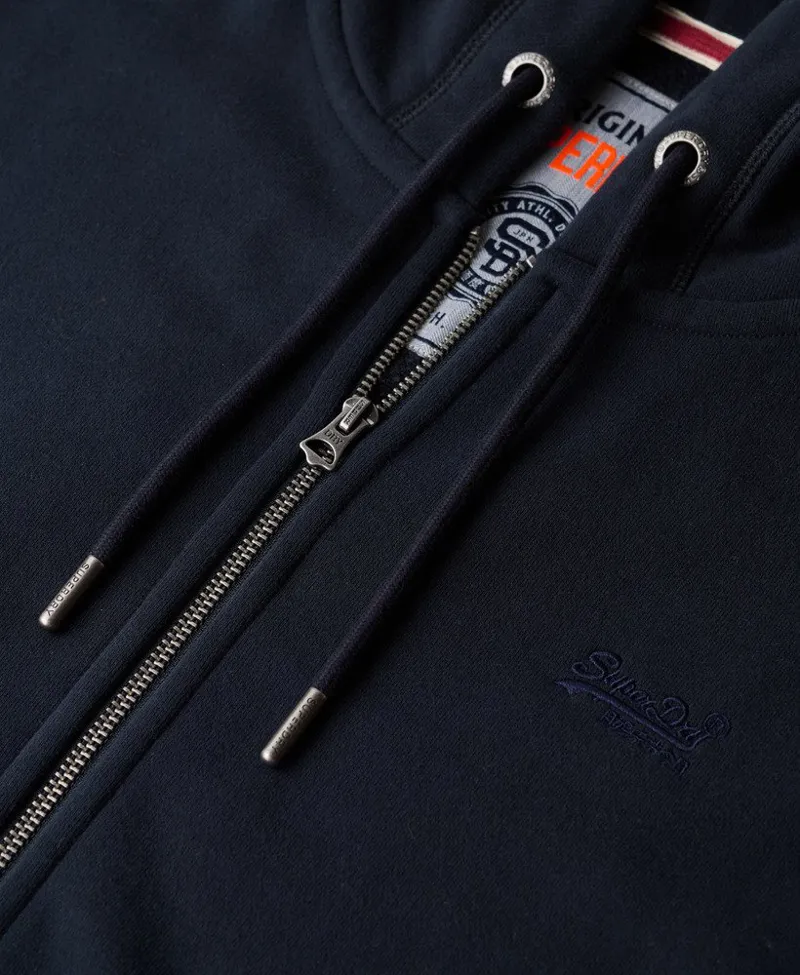Superdry Essential Logo Half Brushed Zip Hoodie Eclipse Navy-3