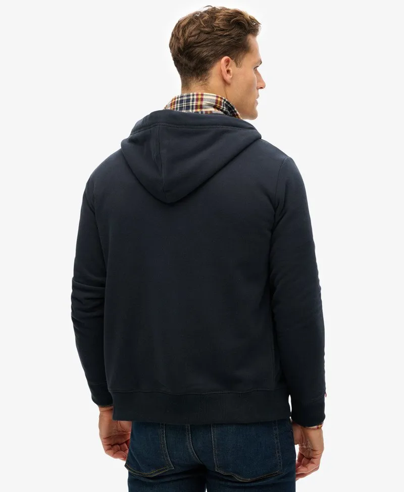 Superdry Essential Logo Half Brushed Zip Hoodie Eclipse Navy-5
