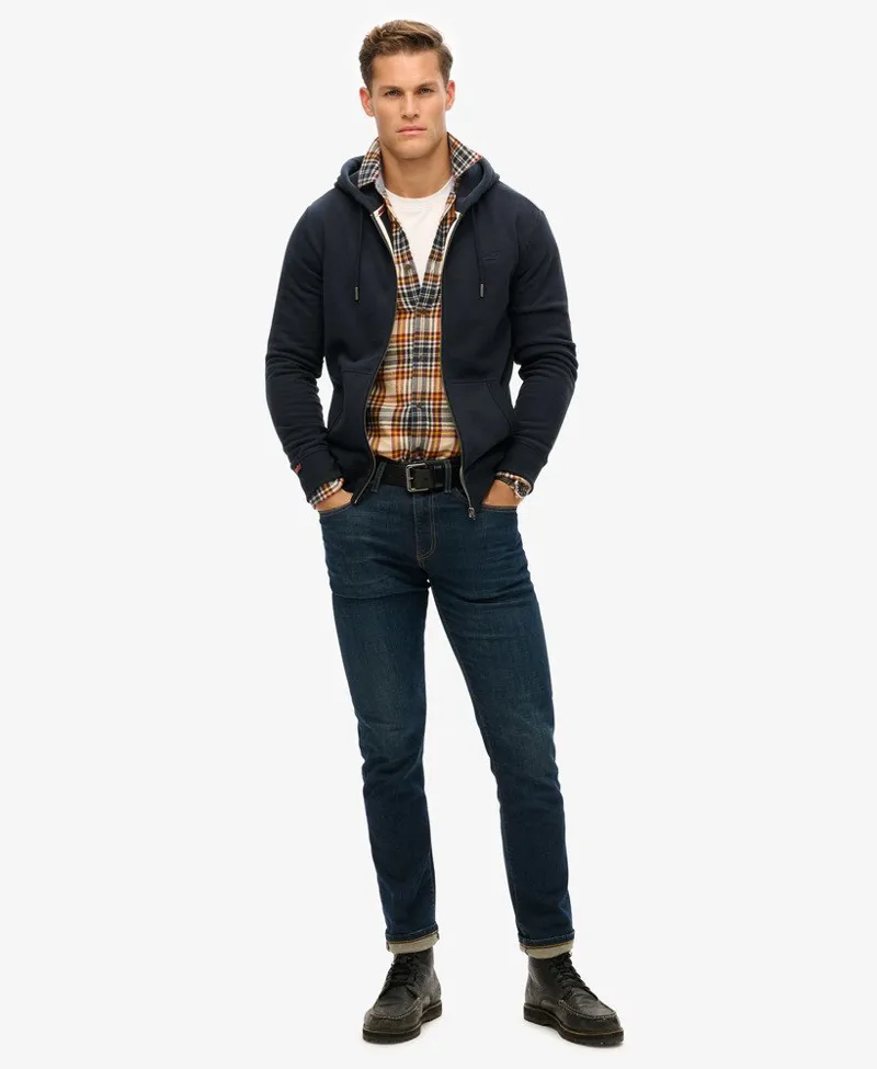 Superdry Essential Logo Half Brushed Zip Hoodie Eclipse Navy-2