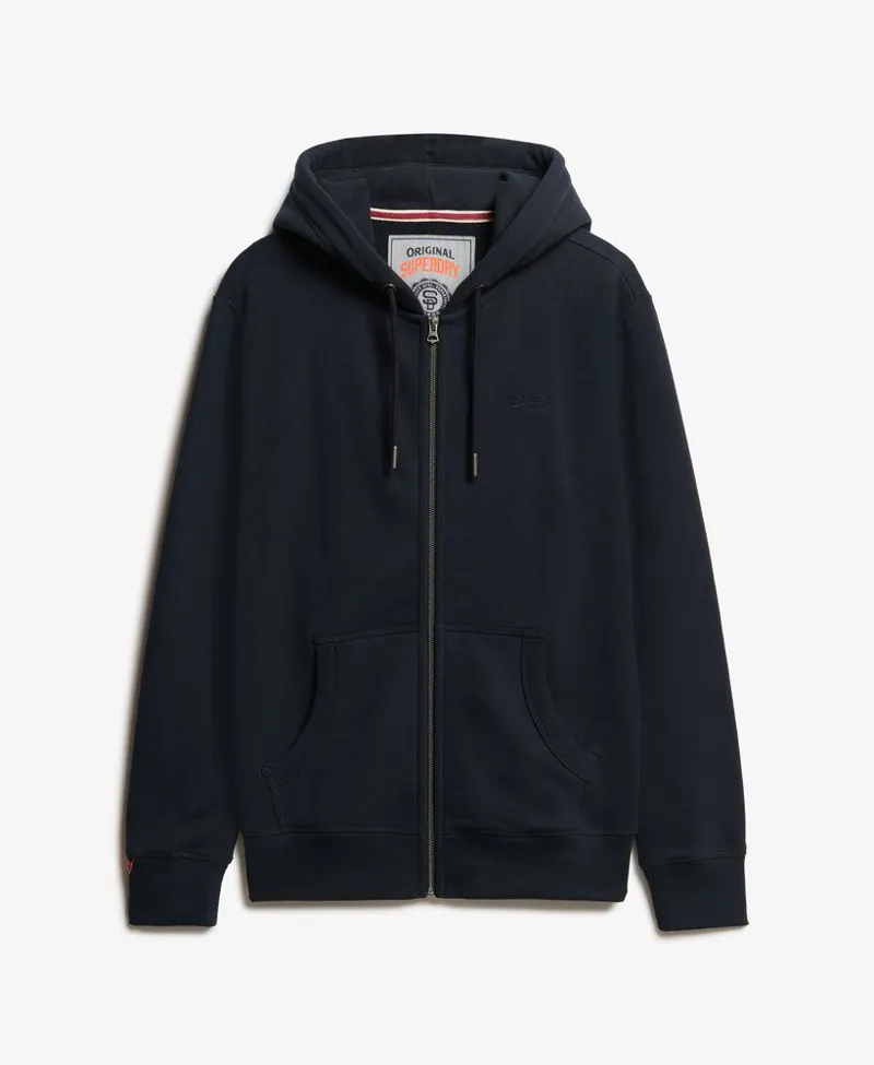 Superdry Essential Logo Half Brushed Zip Hoodie Eclipse Navy-6
