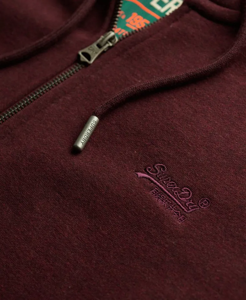 Superdry Essential Logo Half Brushed Zip Hoodie Tawny Port Marl-1