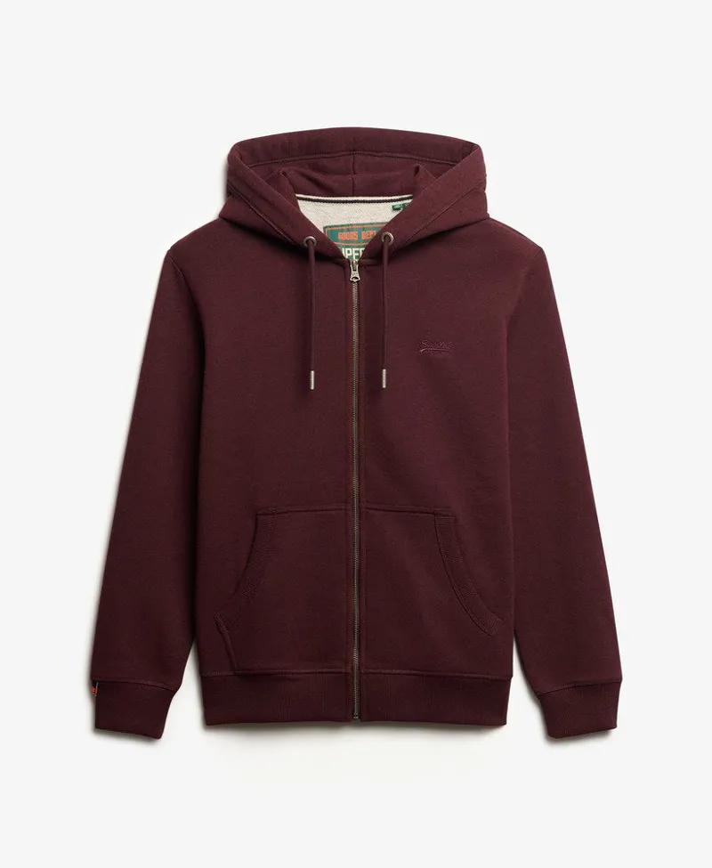 Superdry Essential Logo Half Brushed Zip Hoodie Tawny Port Marl-2