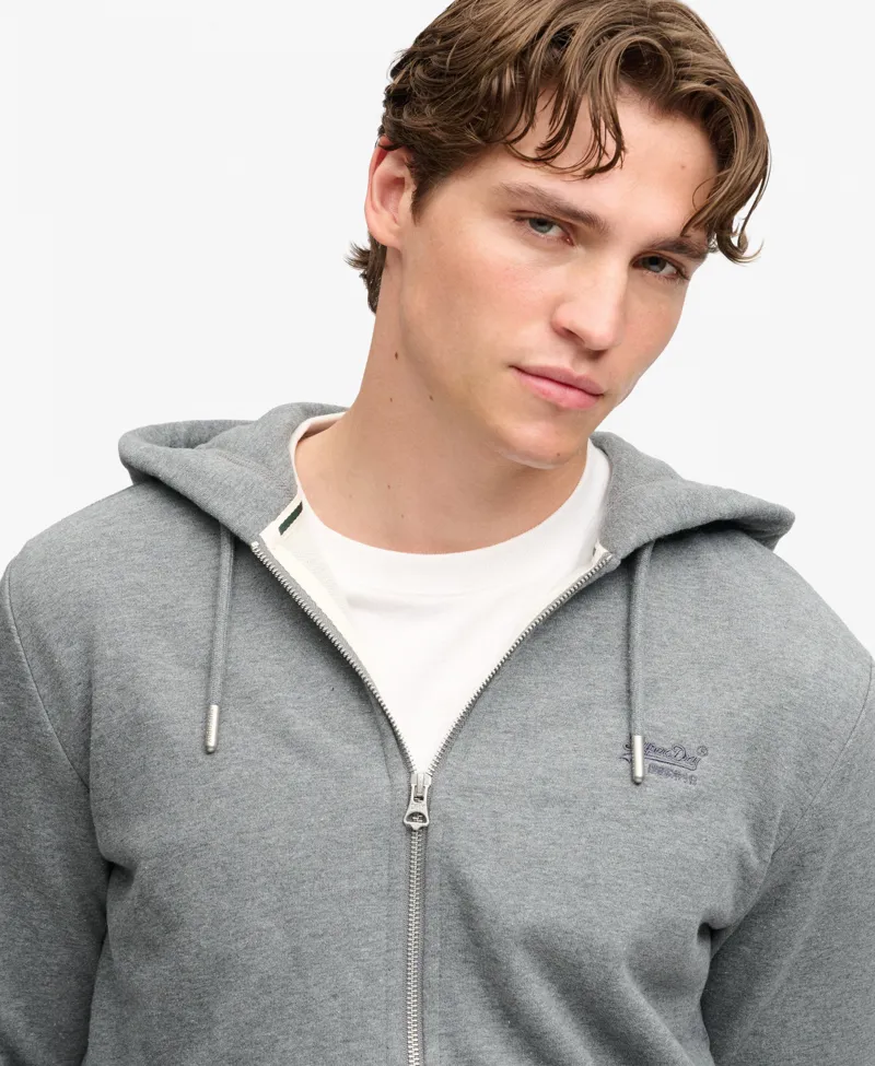 Superdry Essential Logo Half Brushed Zip Hoodie Antique Grey Marl-2