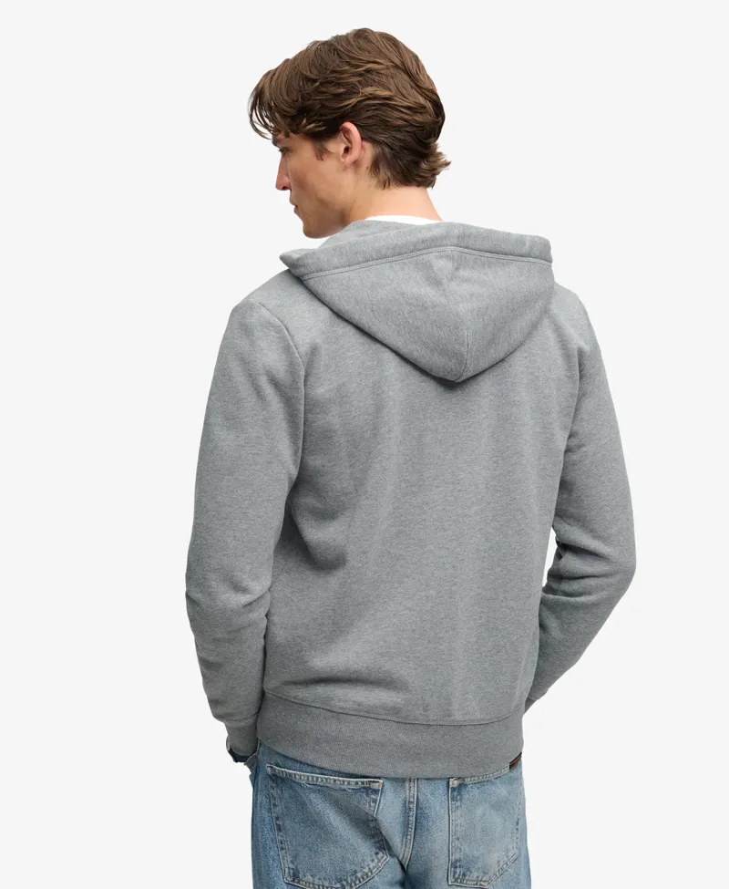 Superdry Essential Logo Half Brushed Zip Hoodie Antique Grey Marl-4