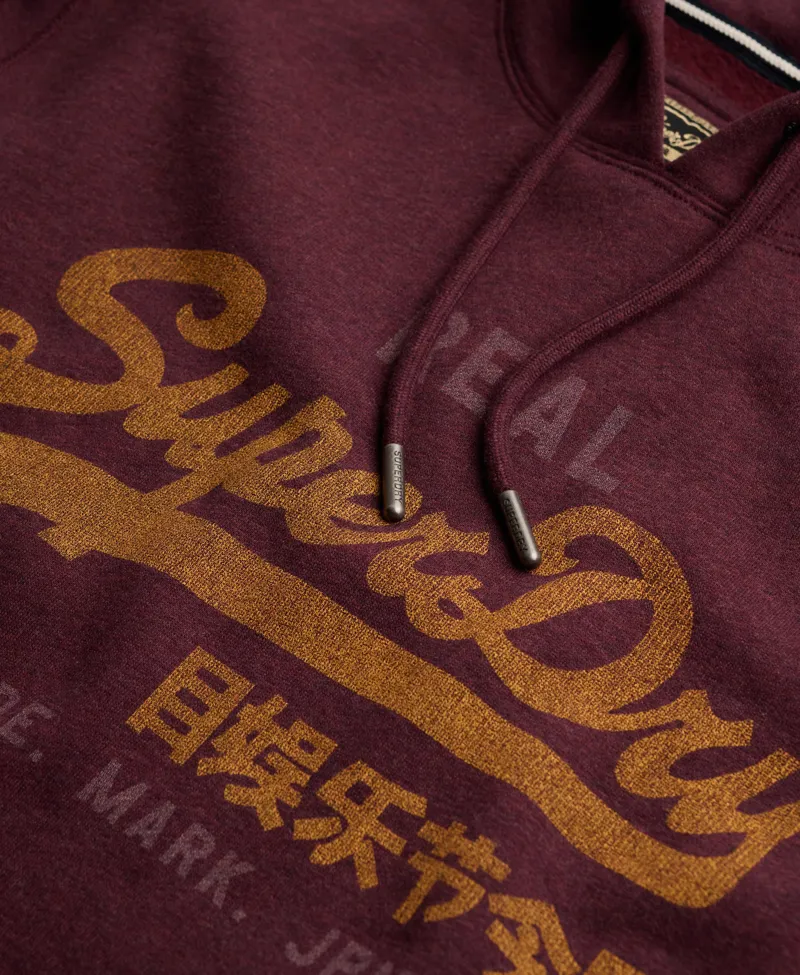 Superdry Vintage Logo Heritage Relaxed Hoodie Tawny Port Marl-1
