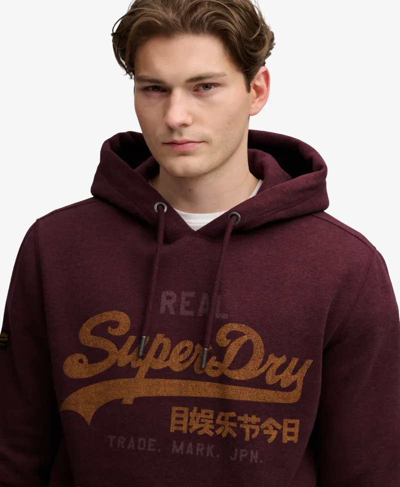 Superdry Vintage Logo Heritage Relaxed Hoodie Tawny Port Marl-3