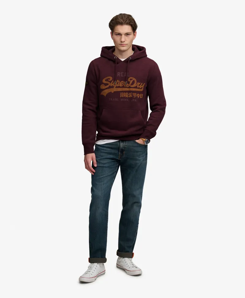 Superdry Vintage Logo Heritage Relaxed Hoodie Tawny Port Marl-4