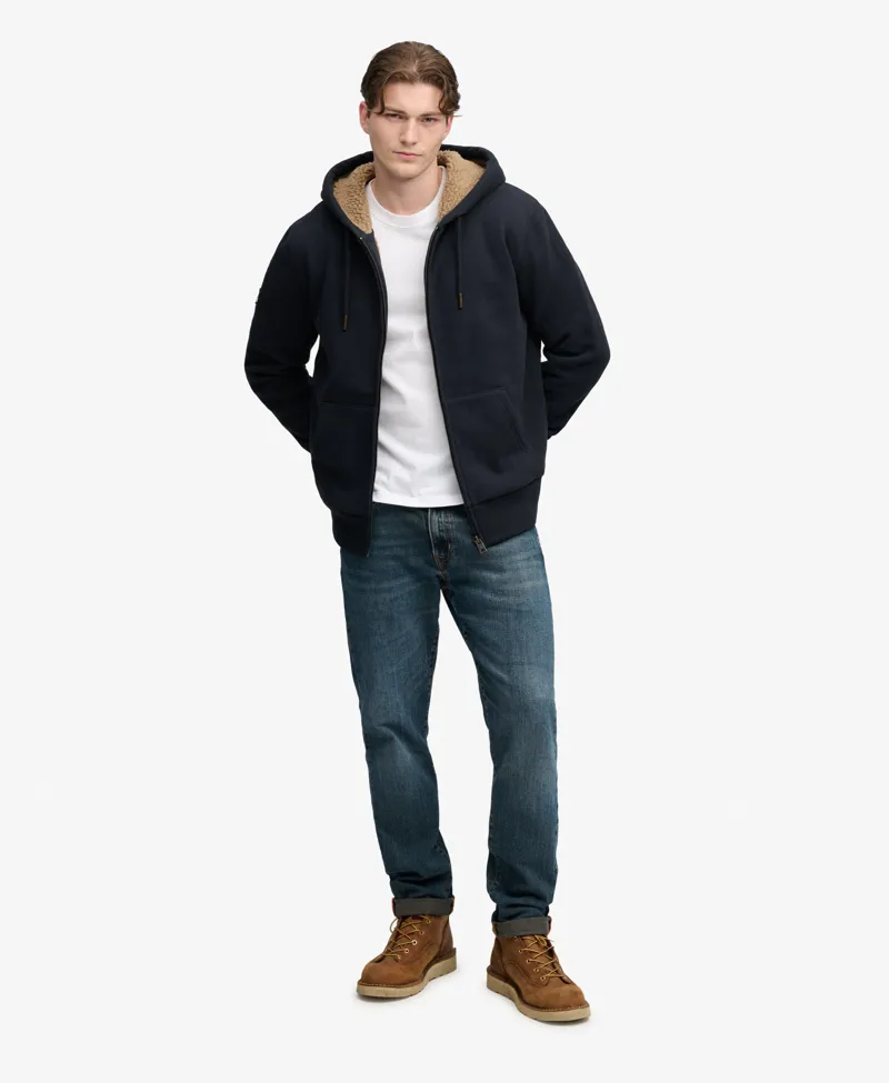 Superdry Borg Lined Zip Hoodie Eclipse Navy-3
