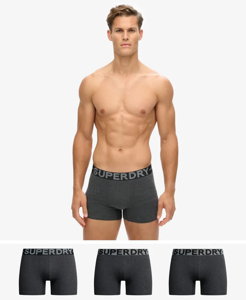Superdry Boxer Triple Pack Raven Black Marl 