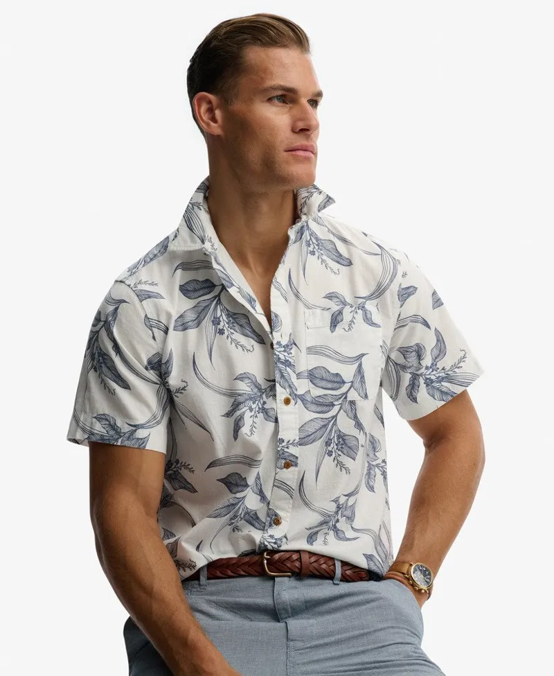 Superdry Vintage Loom Short Sleeve Shirt Canna Leaves China Blue-1