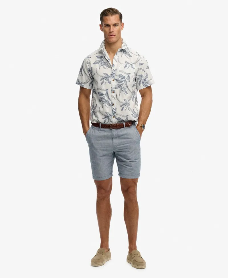 Superdry Vintage Loom Short Sleeve Shirt Canna Leaves China Blue-2