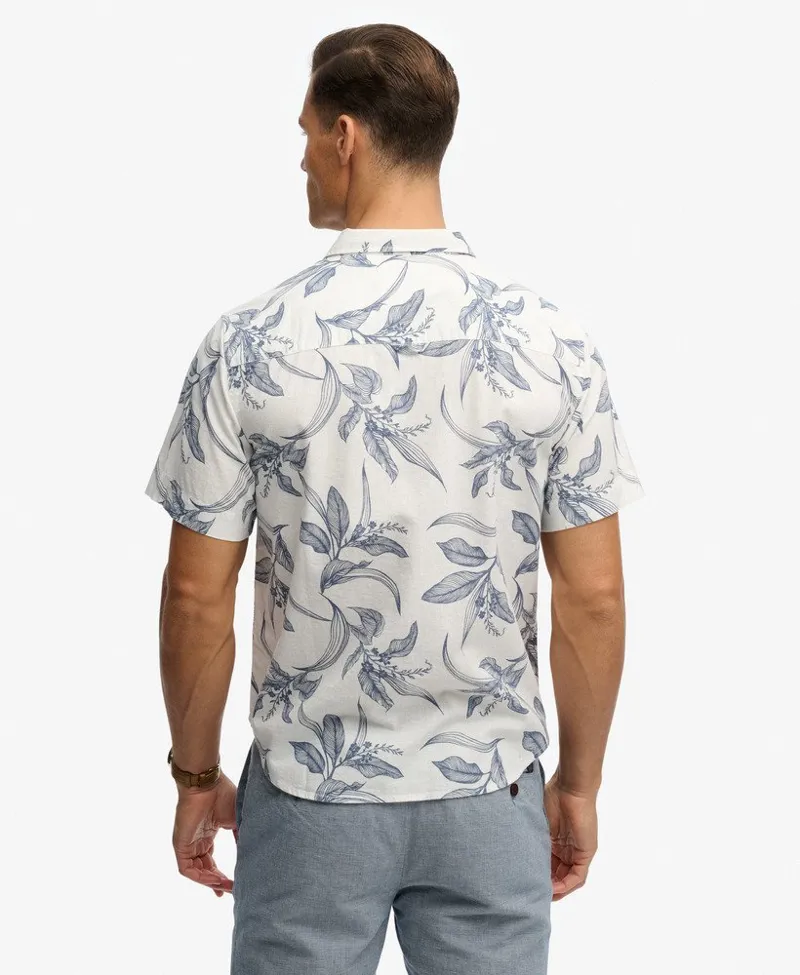 Superdry Vintage Loom Short Sleeve Shirt Canna Leaves China Blue-4