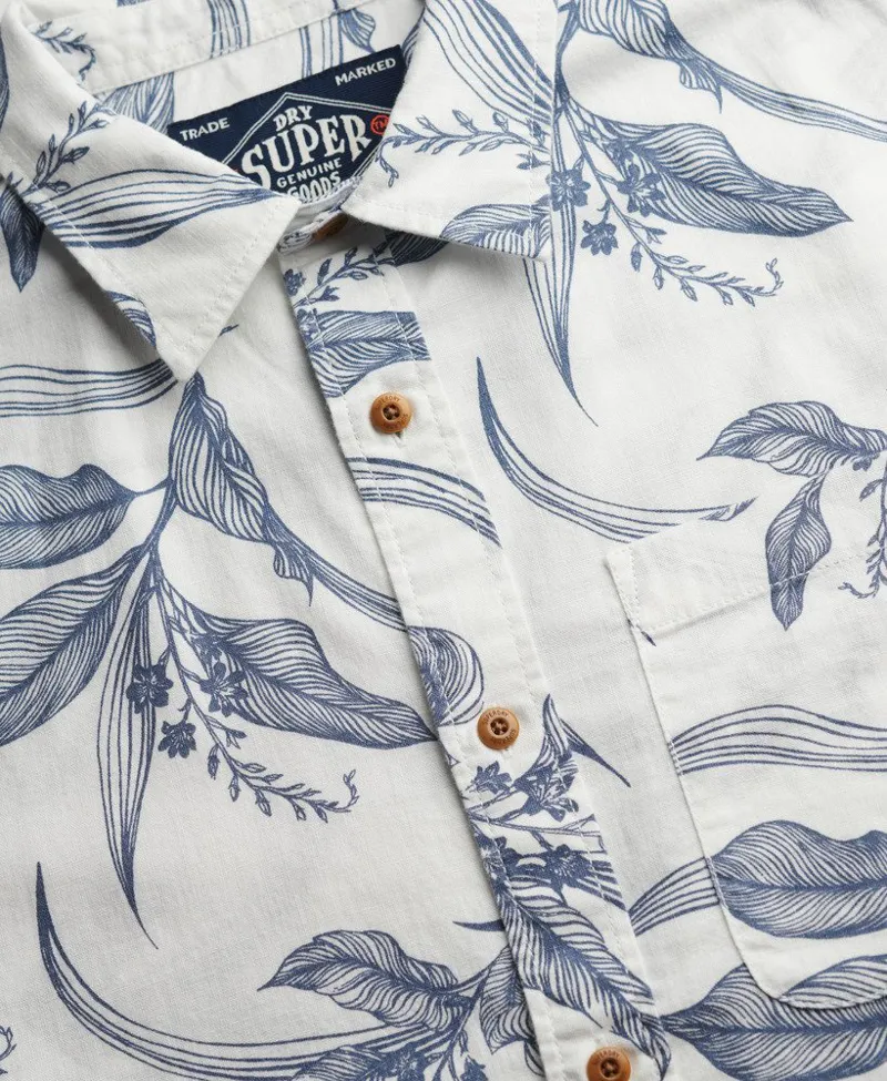 Superdry Vintage Loom Short Sleeve Shirt Canna Leaves China Blue-5