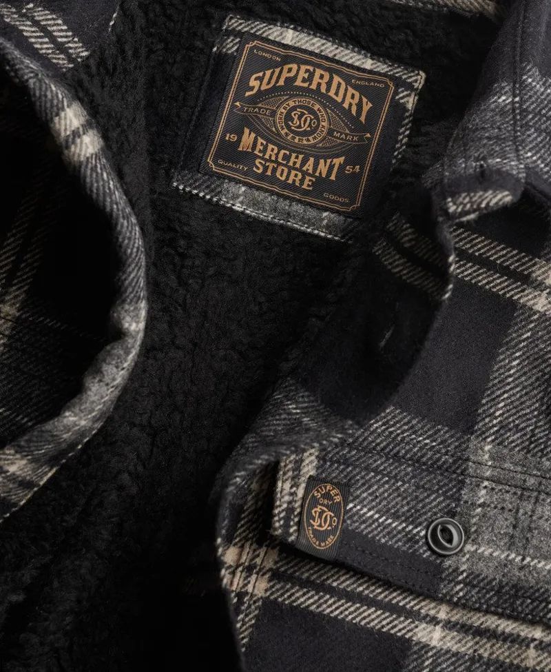 Superdry Borg Lined Miller Overshirt Peyton Check Black-1