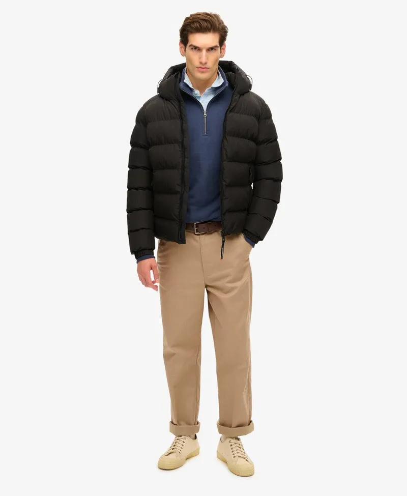 Superdry Hooded Sports Puffer Jacket Black-1