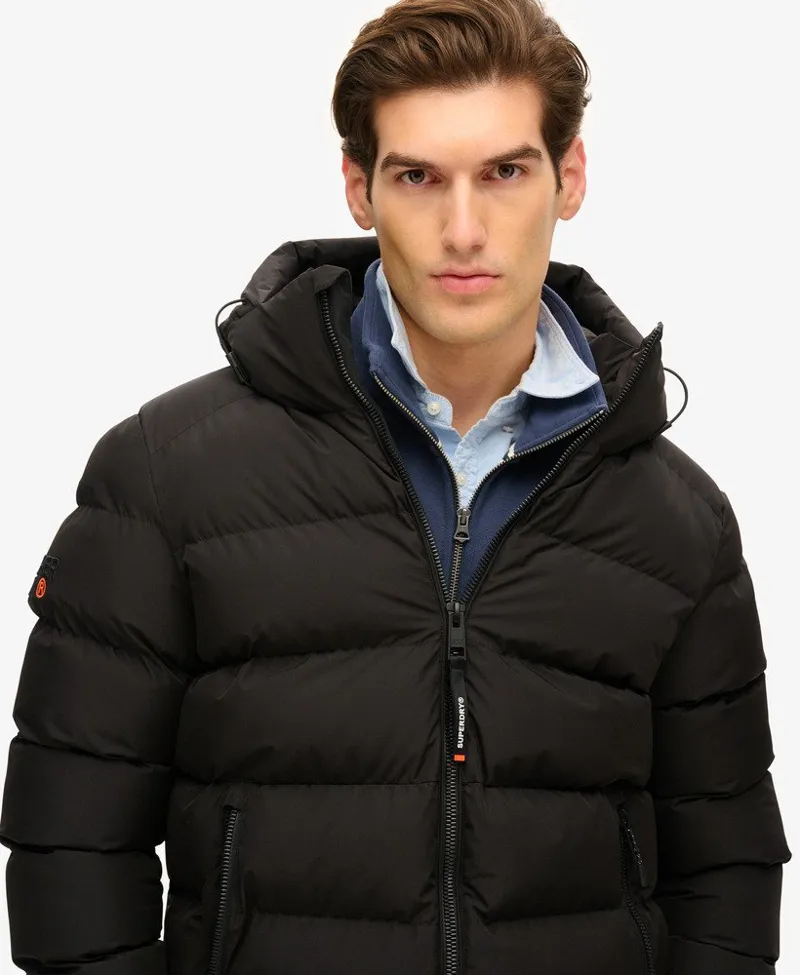 Superdry Hooded Sports Puffer Jacket Black-2