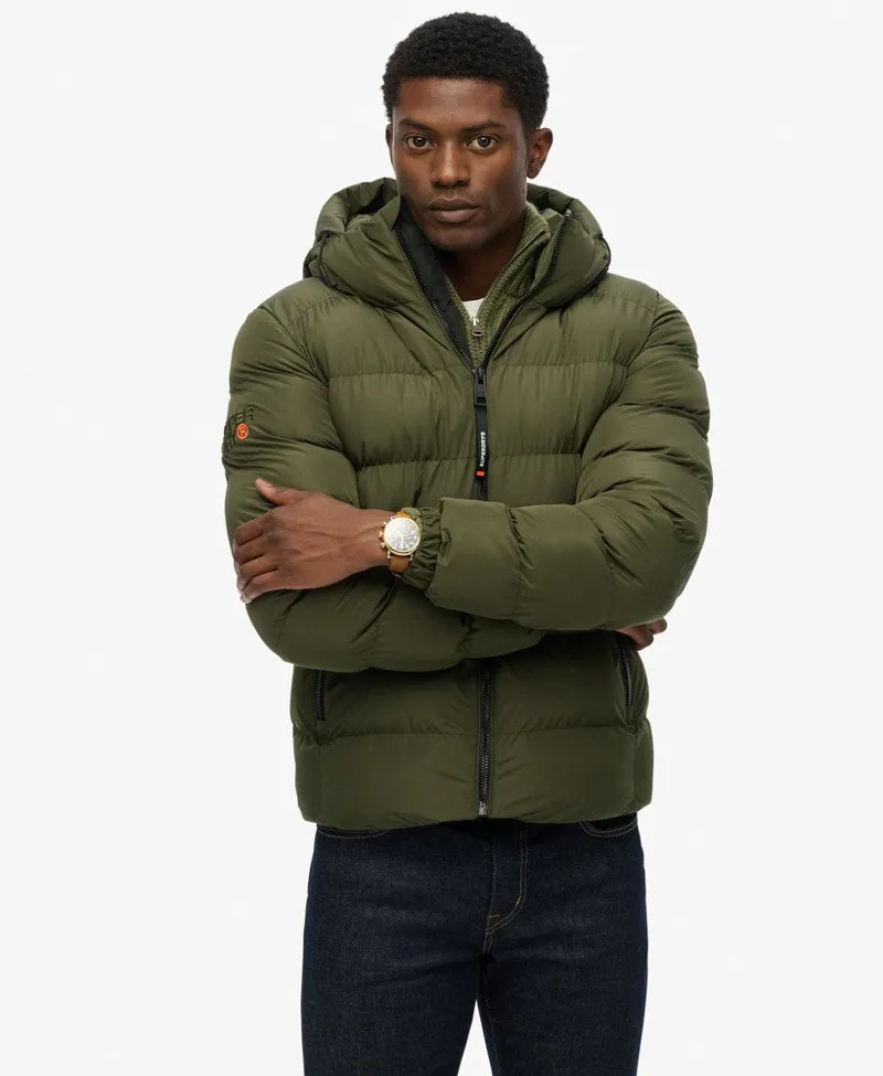 Superdry Hooded Sports Puffer Jacket Army Khaki-3
