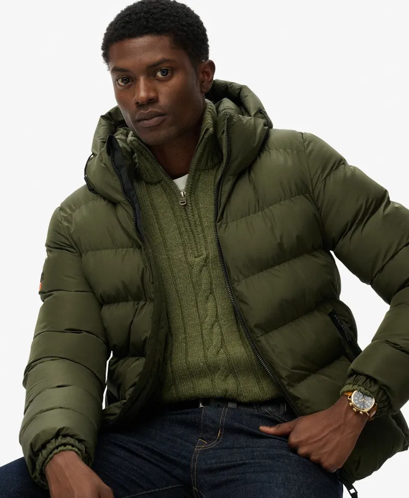 Superdry Hooded Sports Puffer Jacket Army Khaki-6