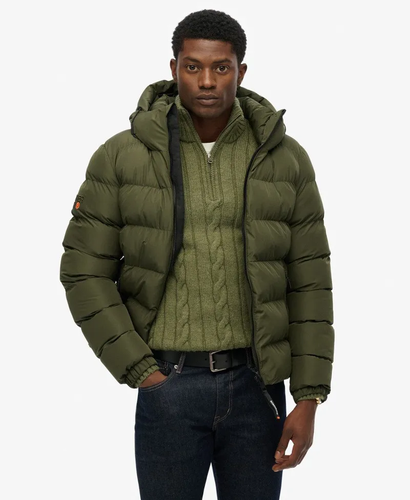 Superdry Hooded Sports Puffer Jacket Army Khaki-7