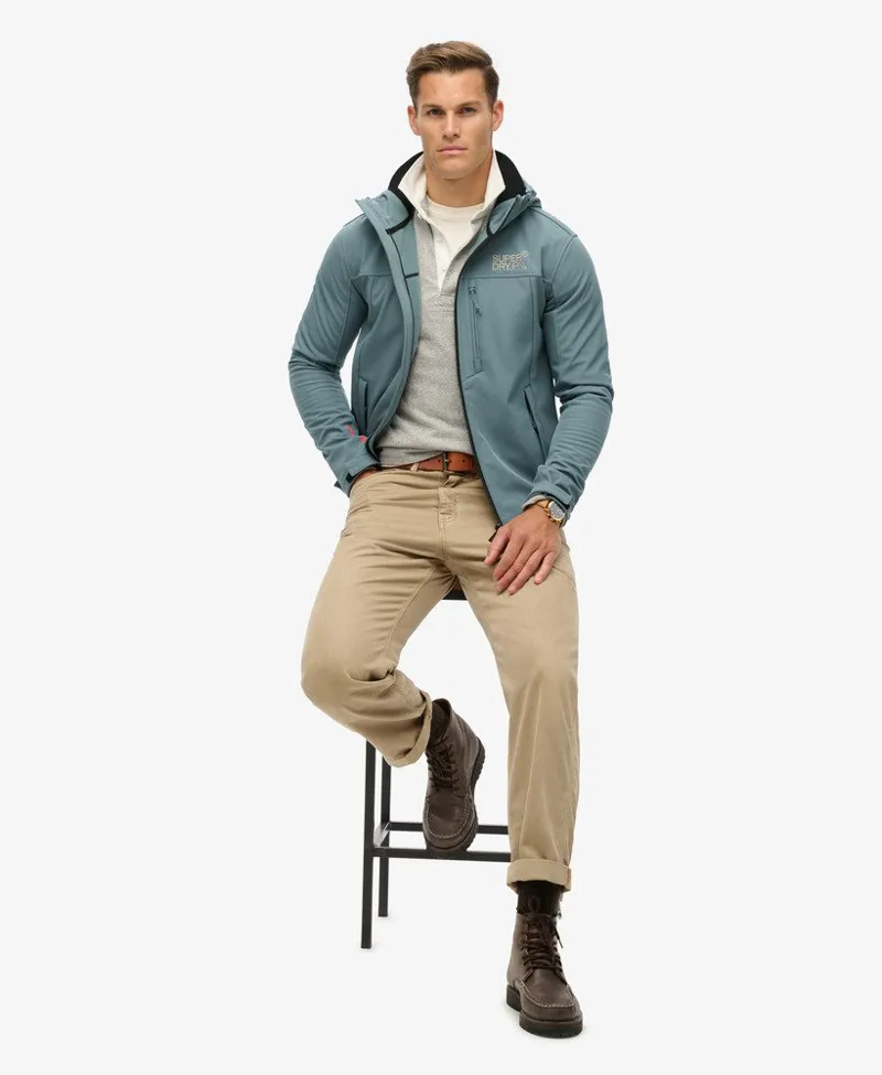 Superdry Hooded Soft Shell Trekker Jacket Stormy Blue-5