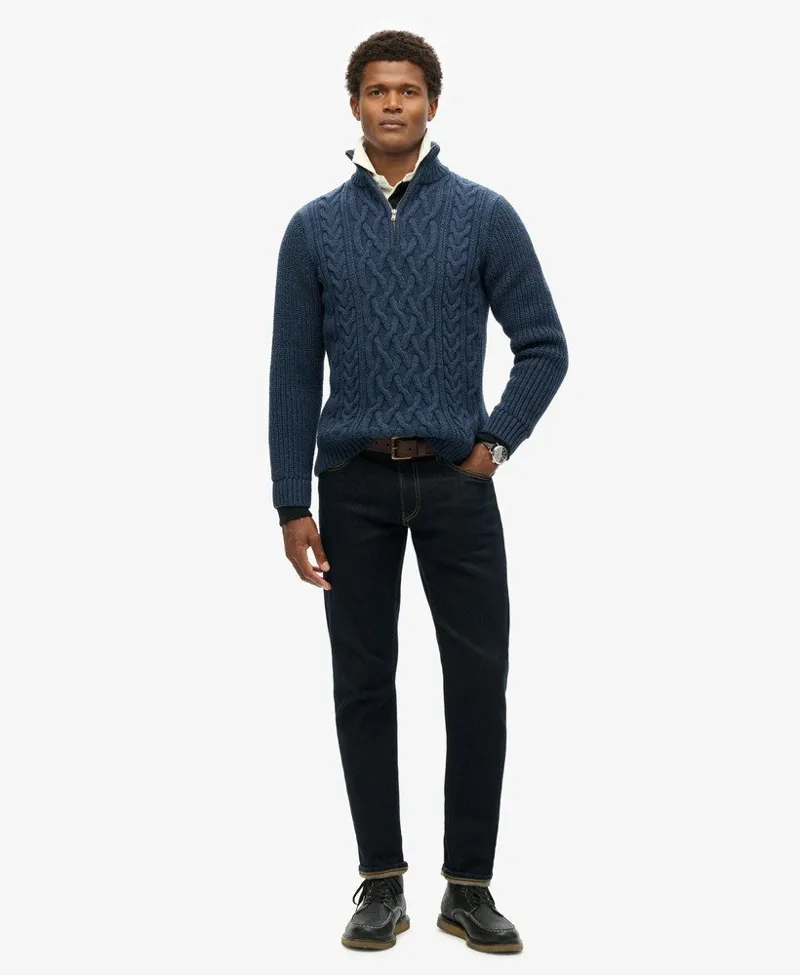 Superdry Jacob Cable Knit Half Zip Indigo XL AND XXL ONLY-5