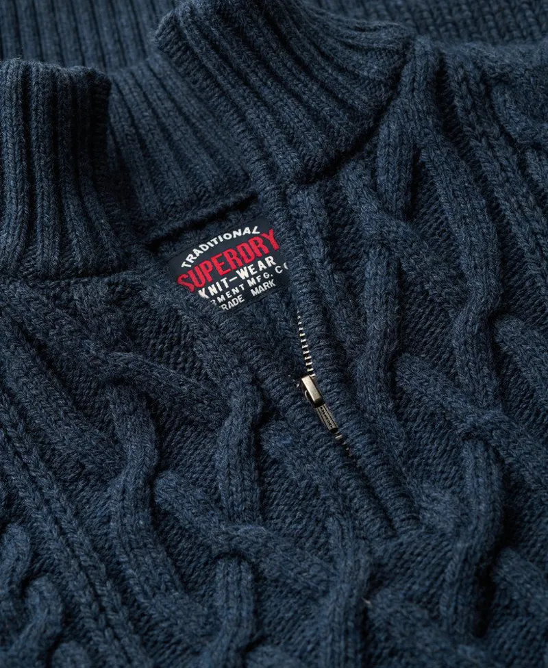 Superdry Jacob Cable Knit Half Zip Indigo XL AND XXL ONLY-3