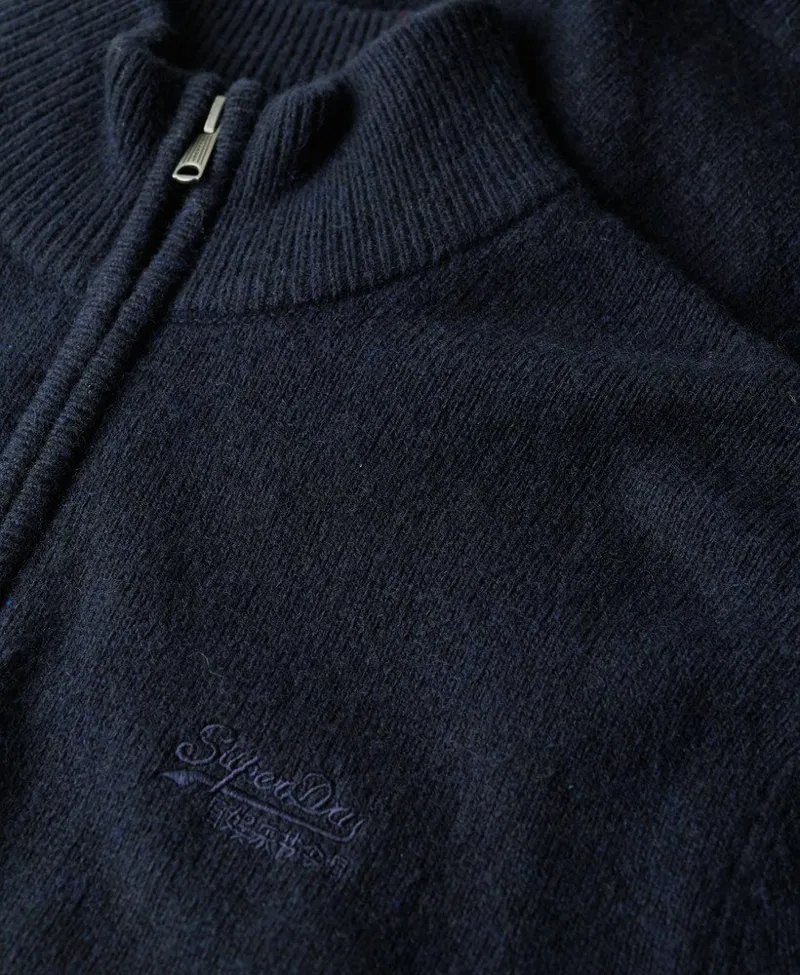 Superdry Essential Embroidered Knitted Half Zip Jumper Carbon Navy -4