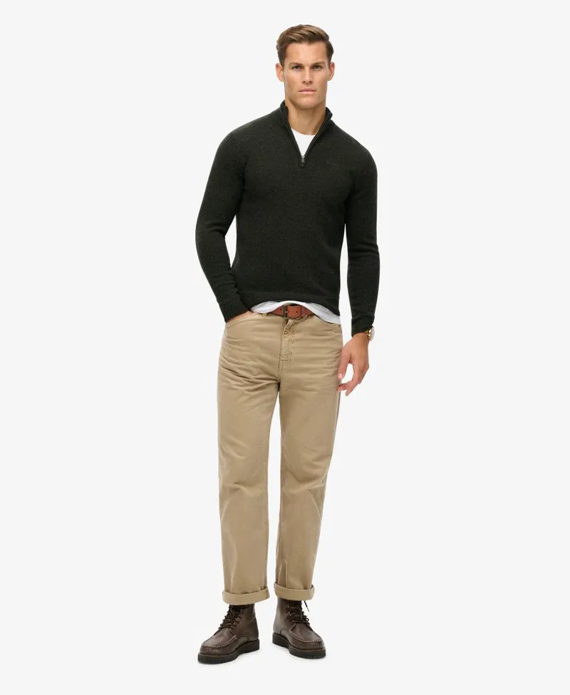 Superdry Essential Embroidered Knitted Half Zip Jumper Carbon Moss XXL-2