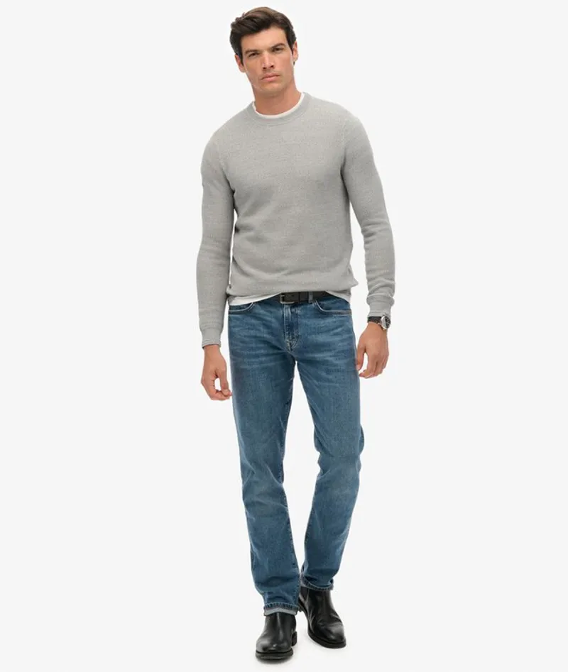 Superdry Light Weight Cotton Texture Jumper Light Grey-2