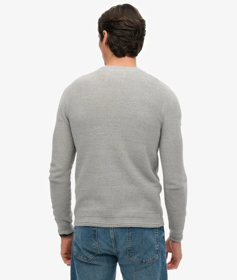 Superdry Light Weight Cotton Texture Jumper Light Grey-3