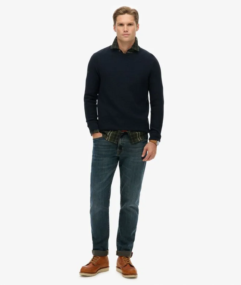 Superdry Light Weight Cotton Texture Jumper Eclipse Navy Twist-2