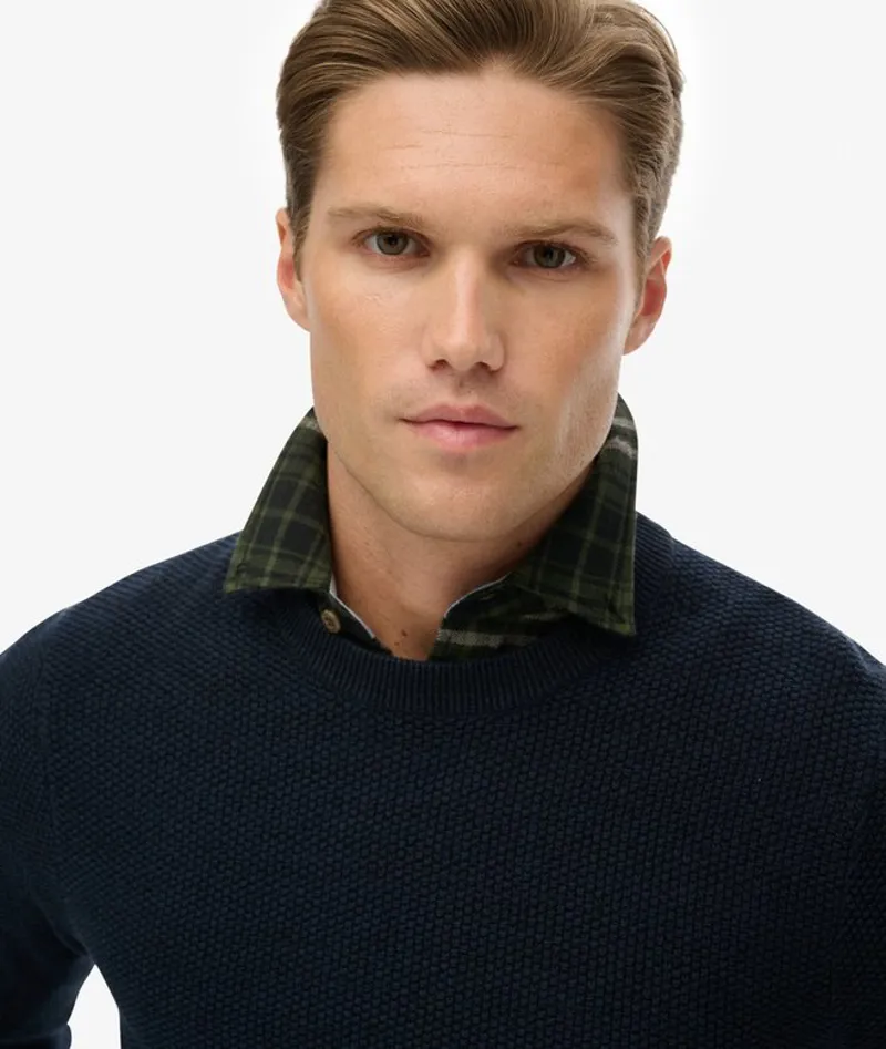 Superdry Light Weight Cotton Texture Jumper Eclipse Navy Twist-3